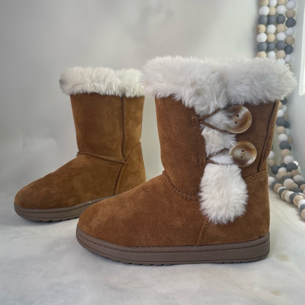 Jumping Bean Winter boots girl size 8 M NoraaChestnut White Lined Faux Fur